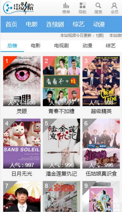 超级好看的苹果CMS V8最新蓝色风格手机模板-阿勒源码网