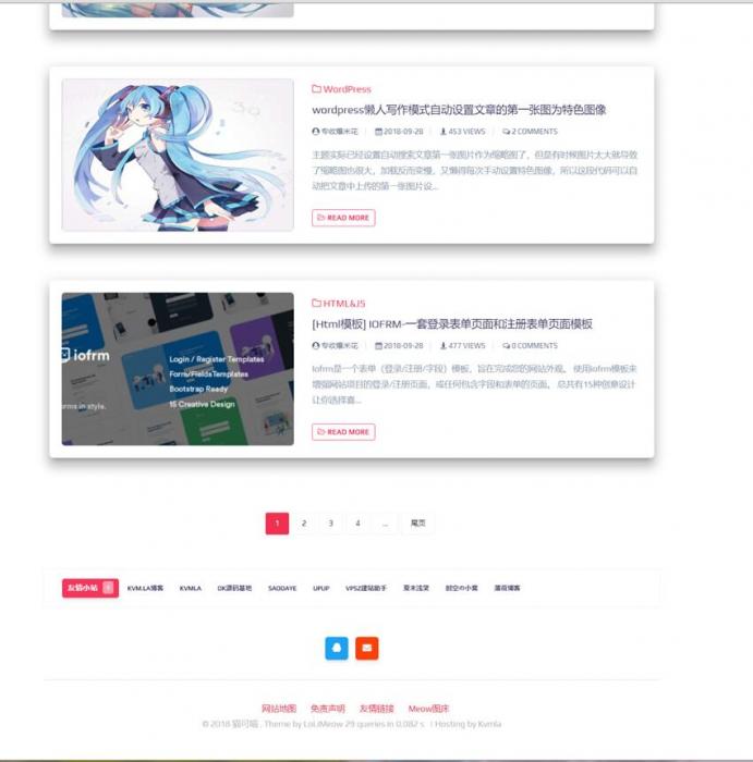 wordpress响应式猫可喵lolimeow,可做个人博客主题模板-阿勒源码网